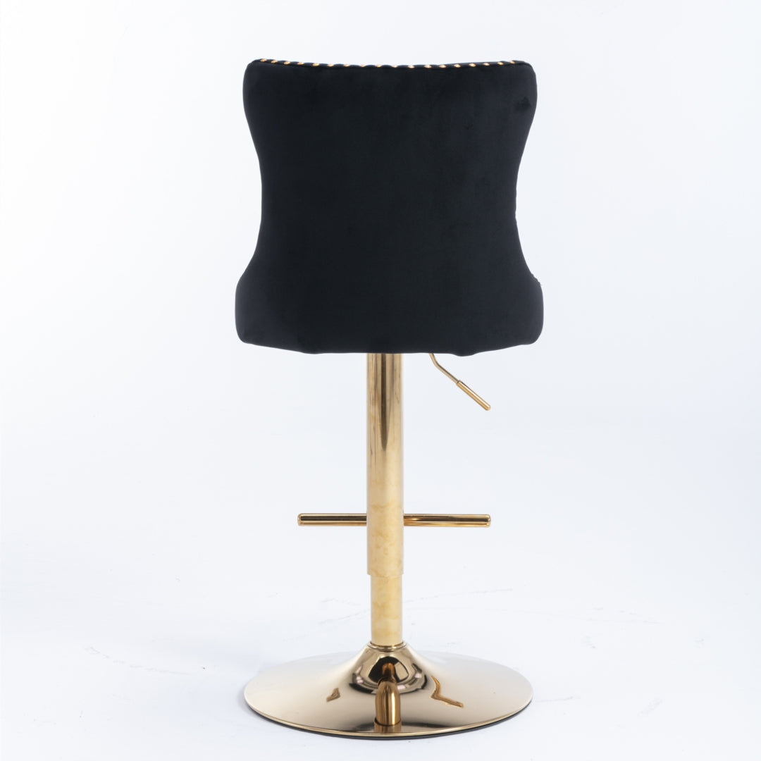 Lorah Set of 2 Golden Base Gas Lift Bar stools- Black
