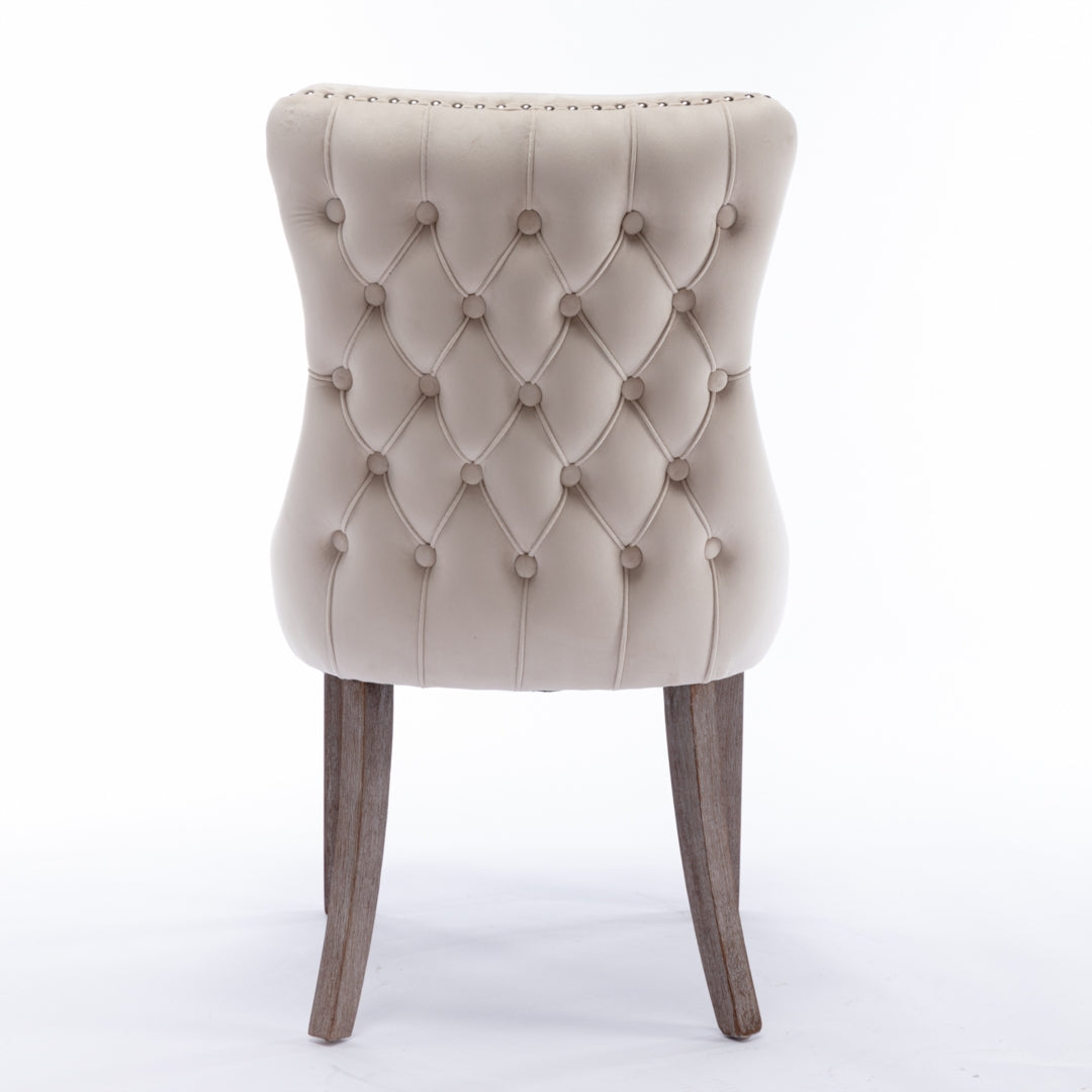 Capo Set of 2 Velvet Upholstered Dining Chairs -Beige