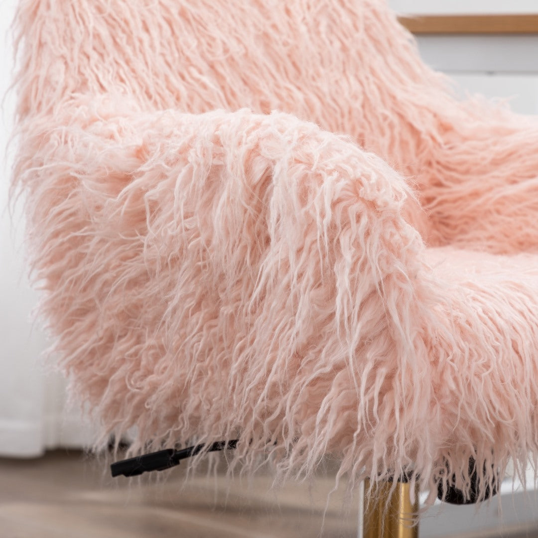 Amore Faux Fur Fluffy Home Office Chair -Pink