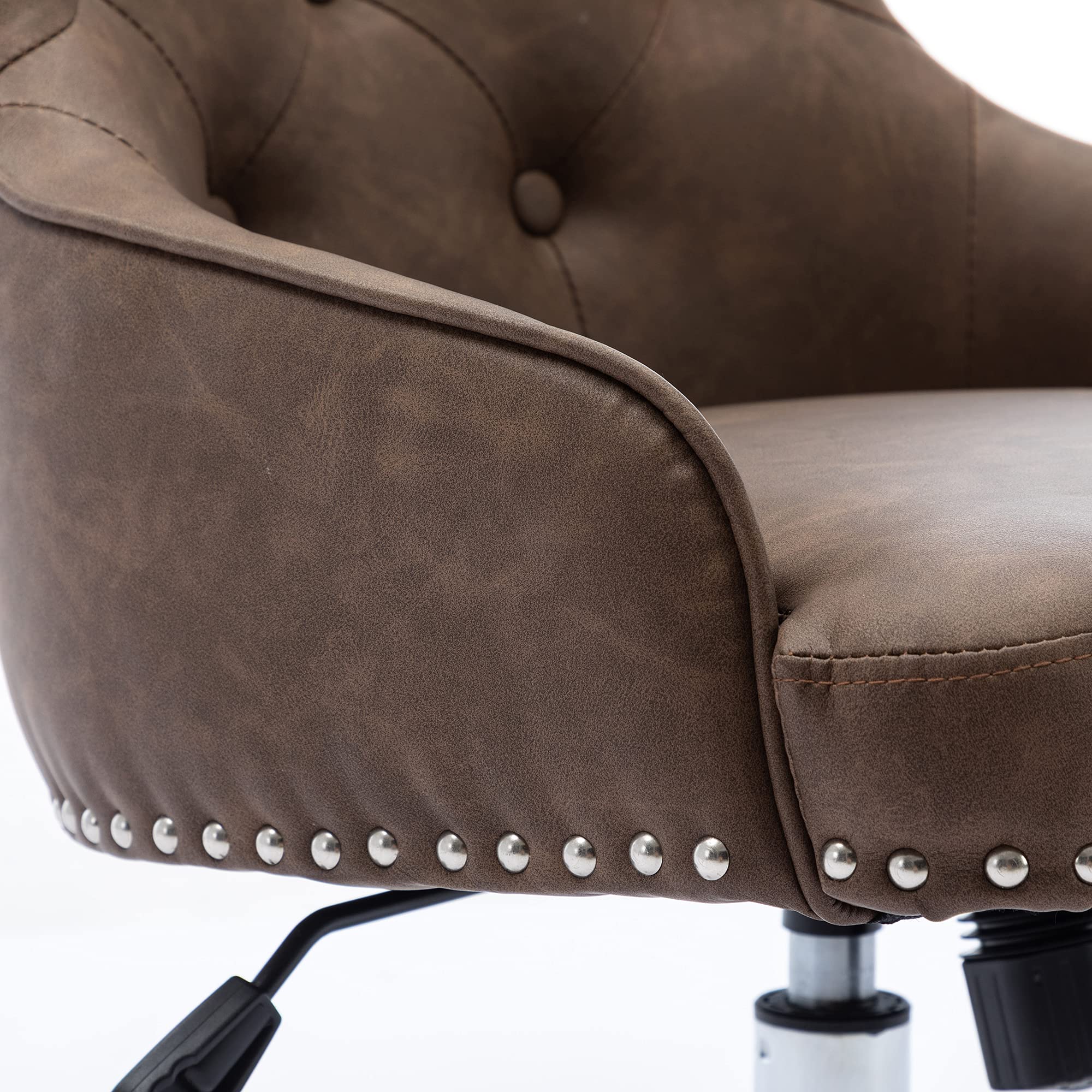 Arnald Tufted Faux Leather Office Chair-Brown