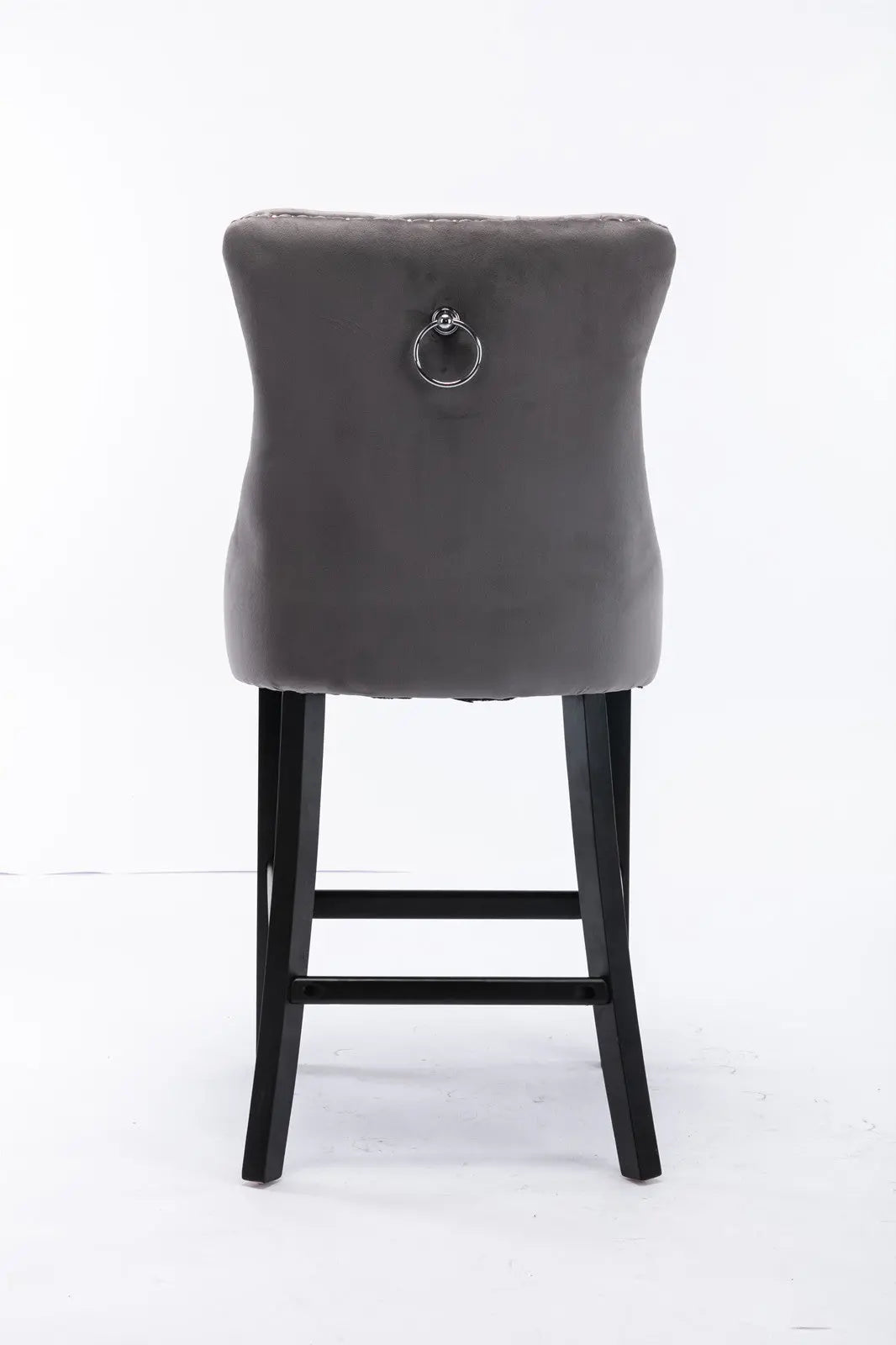 Set of 2 Bar Stools with Wooden Legs-Gray Aaden Furniture