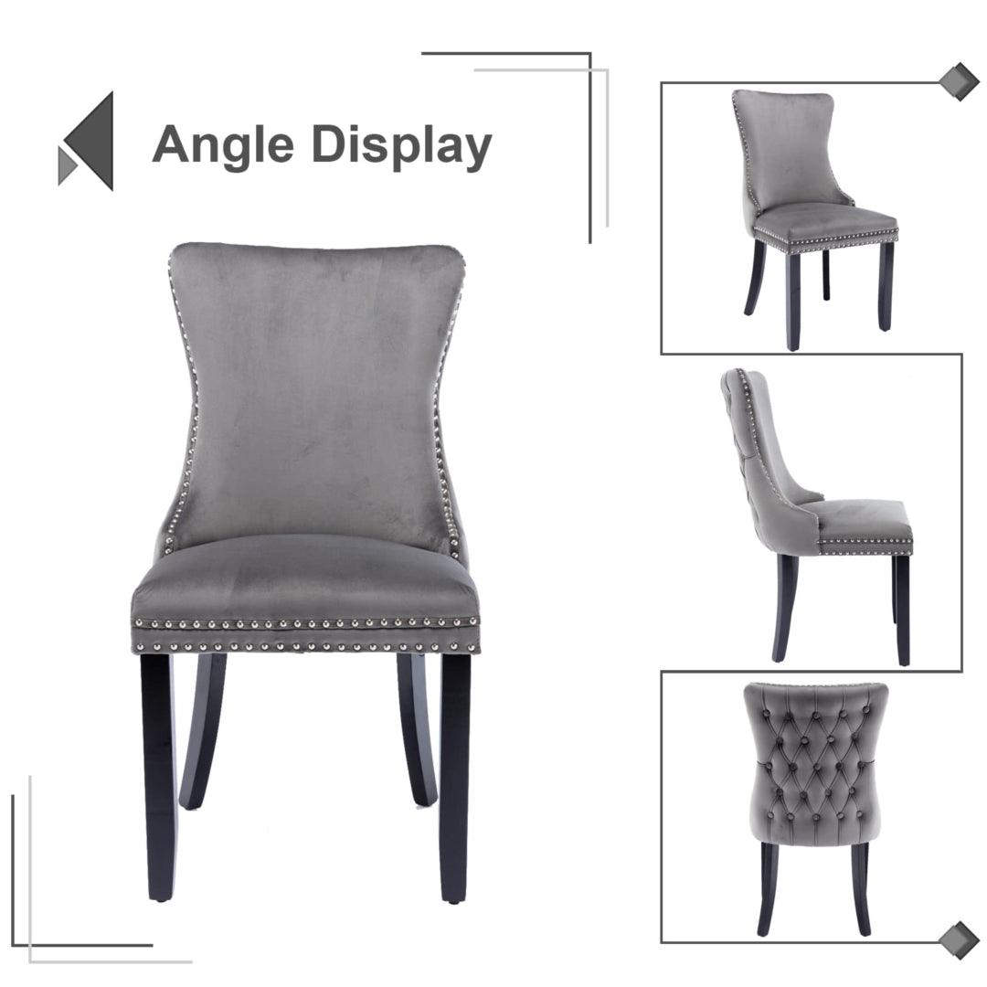 Capo Set of 2 Velvet Upholstered Dining Chairs -Grey