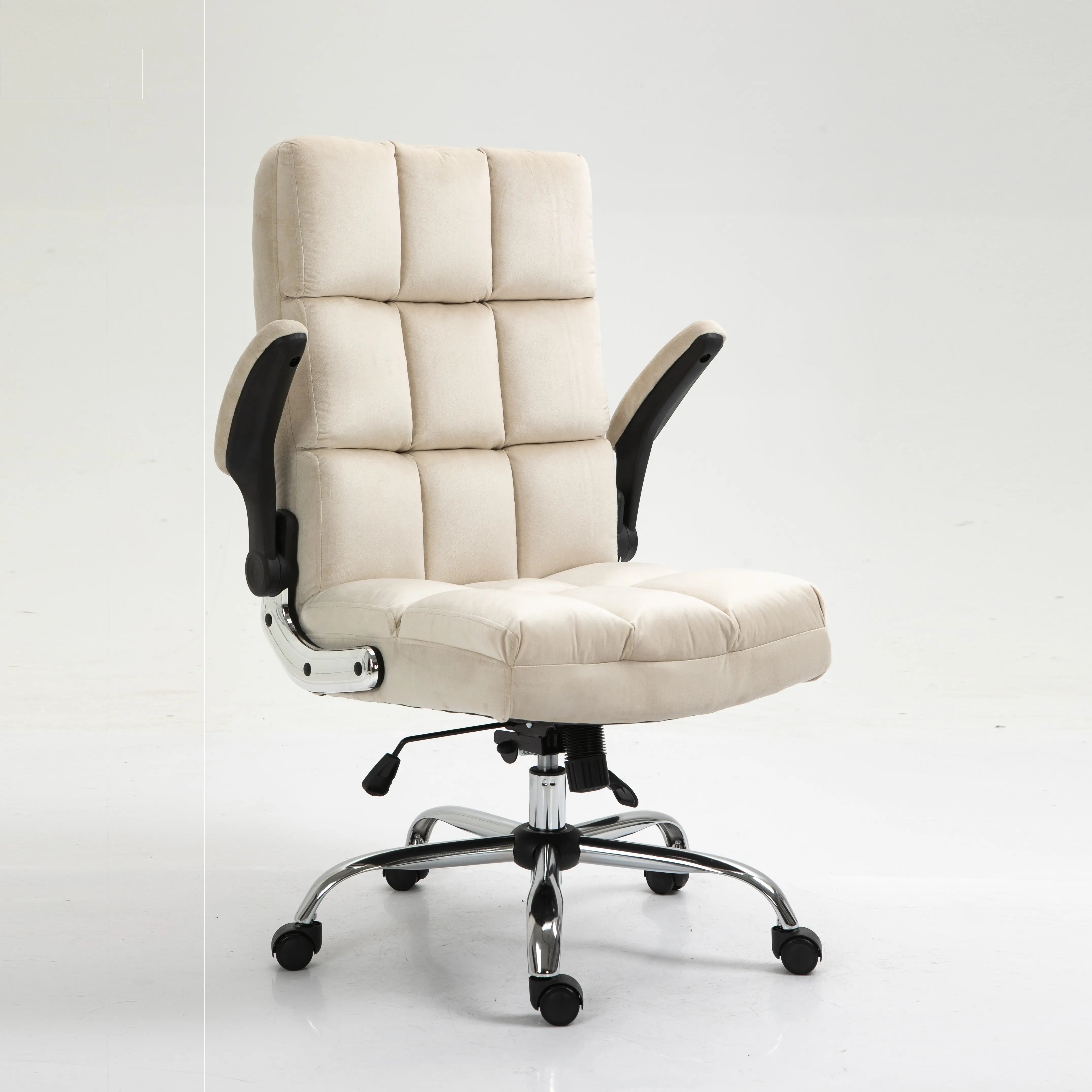 Velvet Office Chair -Beige Aaden Furniture