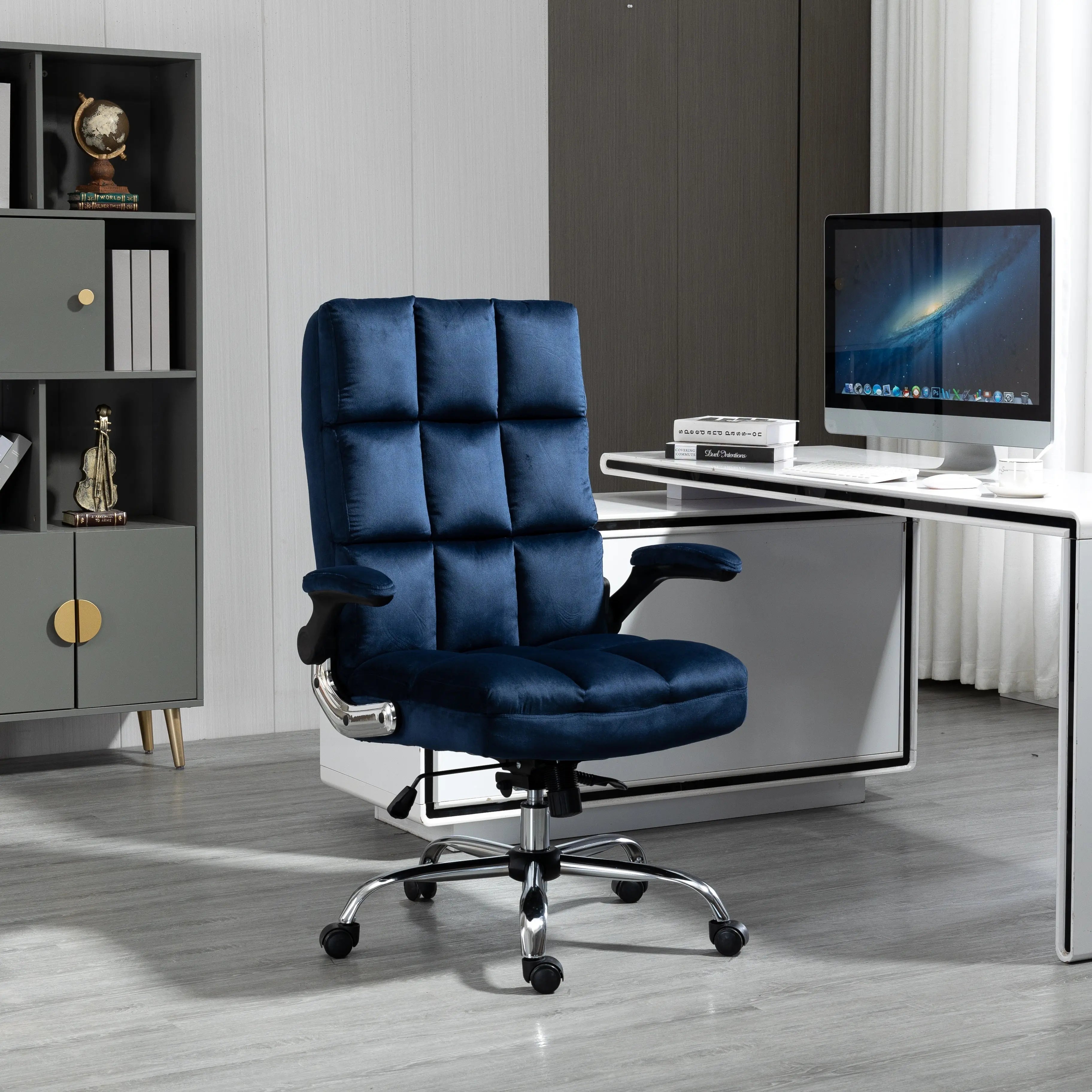Velvet Office Chair -Blue Aaden Furniture