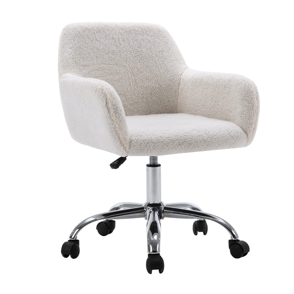 Armani Faux Fur Office Chair with Chromed Base-White