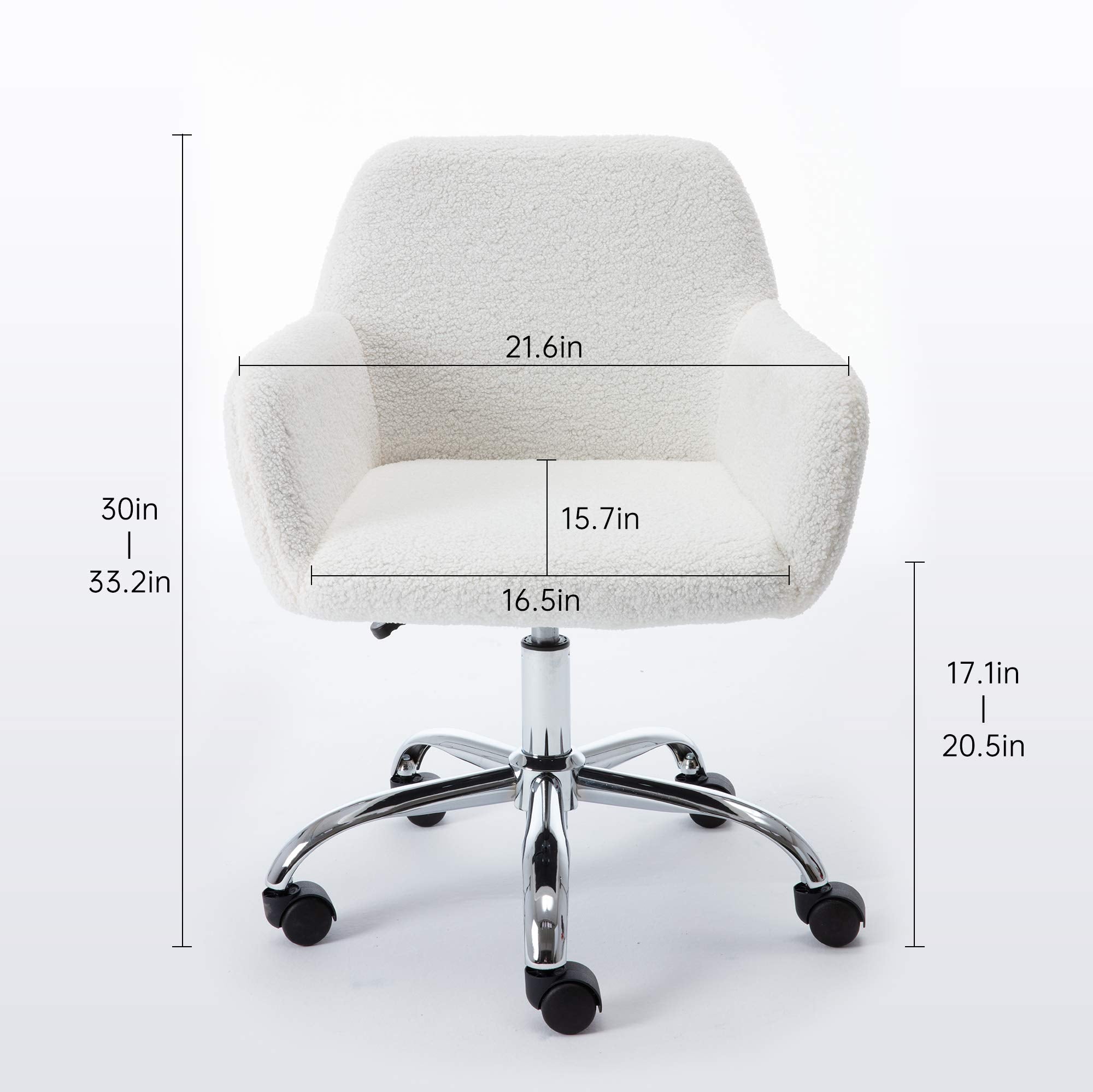 Armani Faux Fur Office Chair with Chromed Base-White
