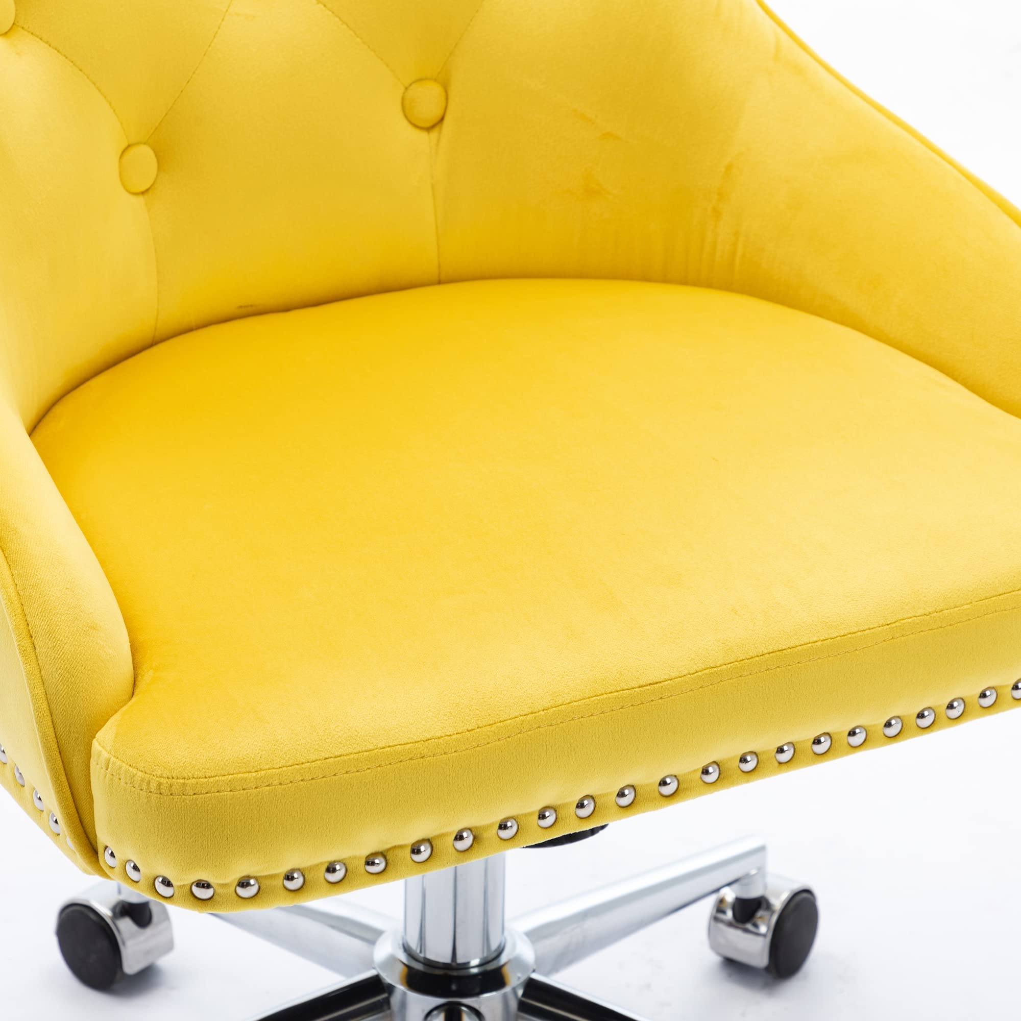 Arnald Tufted Faux Leather Office Chair-Yellow